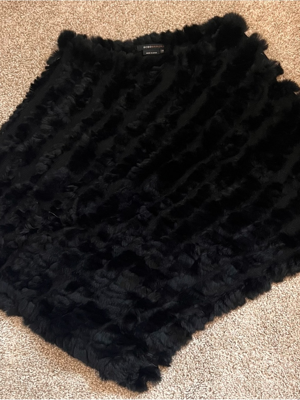 Black Rabbit Fur Shrug